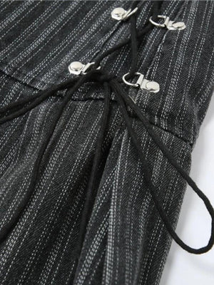 Y2K Striped Lace Up Mini Skirt-Mauv Studio