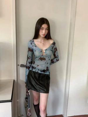 Y2K Tie Dye Sheer Tee – MAUVSTUDIO®