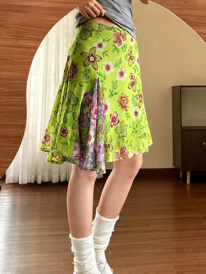 , Y2K skirt styled with a crop top