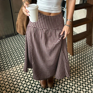 , Y2K skirt styled with a crop top