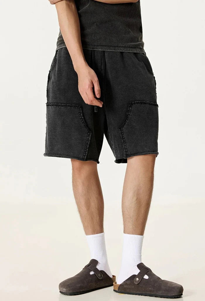 Y2K Washed Panelled Cotton Shorts