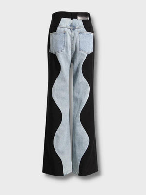 Y2K Wave Panel Jeans-MAUV STUDIO