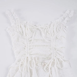 Y2K White Lace Mini Dress view 5 | MAUVSTUDIO®
