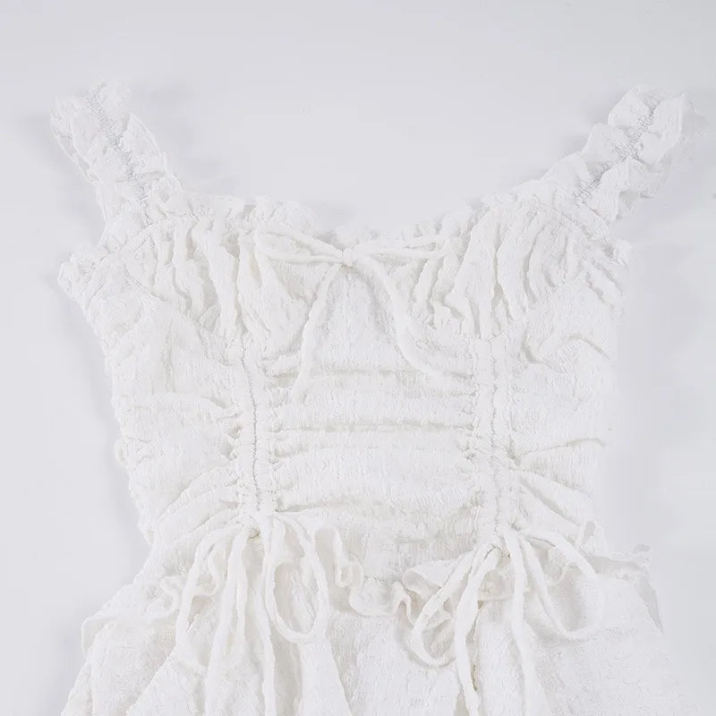 Y2K White Lace Mini Dress view 5 | MAUVSTUDIO®