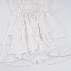 Y2K White Lace Mini Dress view 6 | MAUVSTUDIO®