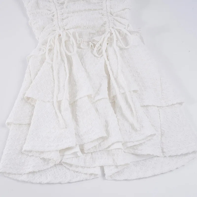 Y2K White Lace Mini Dress view 6 | MAUVSTUDIO®