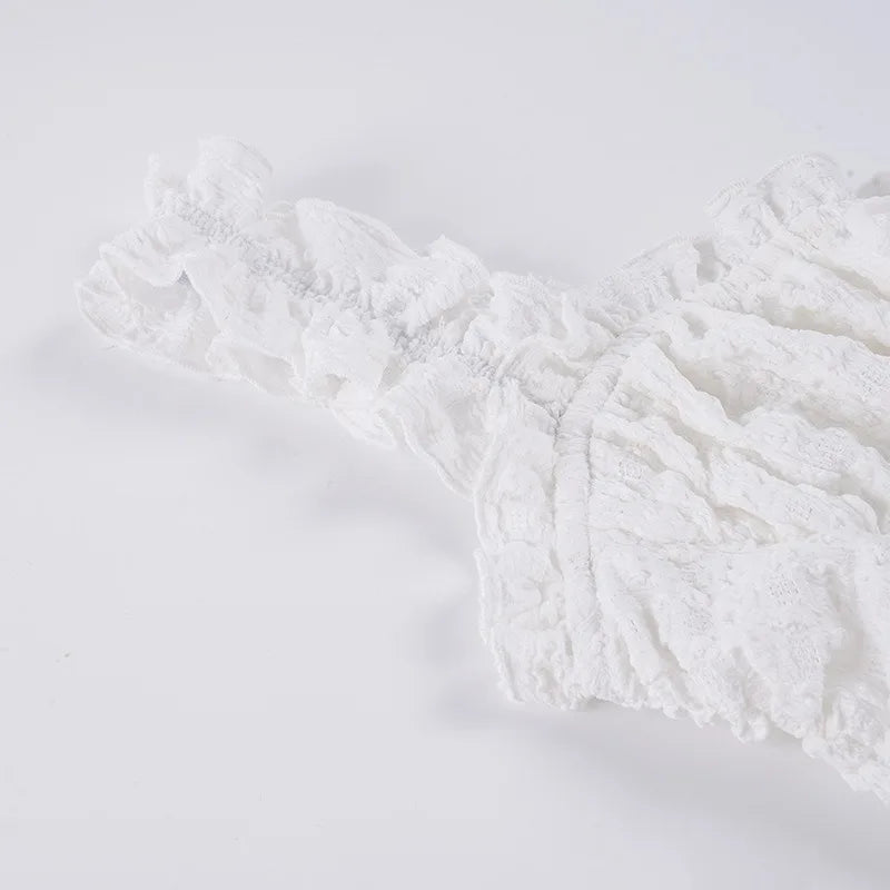 Y2K White Lace Mini Dress view 7 | MAUVSTUDIO®