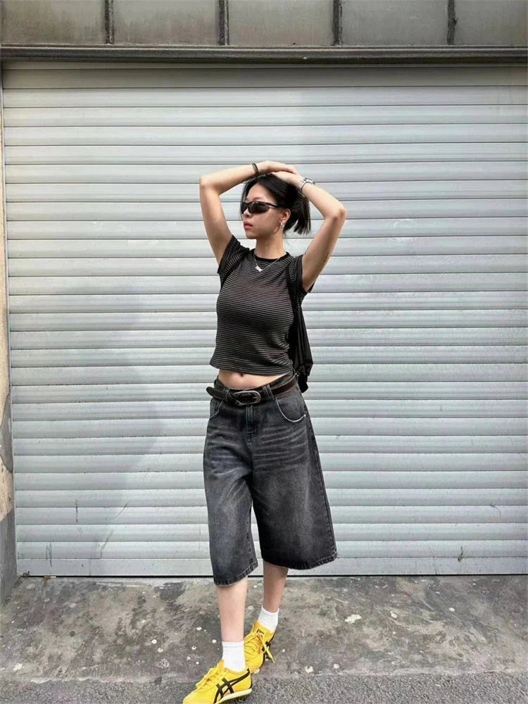 Y2K Womens Black Essentials Denim Jorts