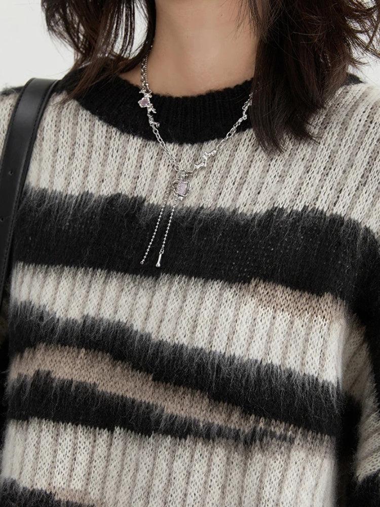Y2K Zebra Knitted Sweater