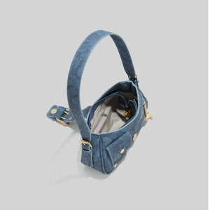 Y2K Hobo Bag Belt Buckle Detail-Blue-7