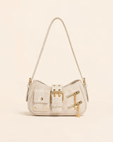 Y2K Hobo Bag Belt Buckle Detail-White