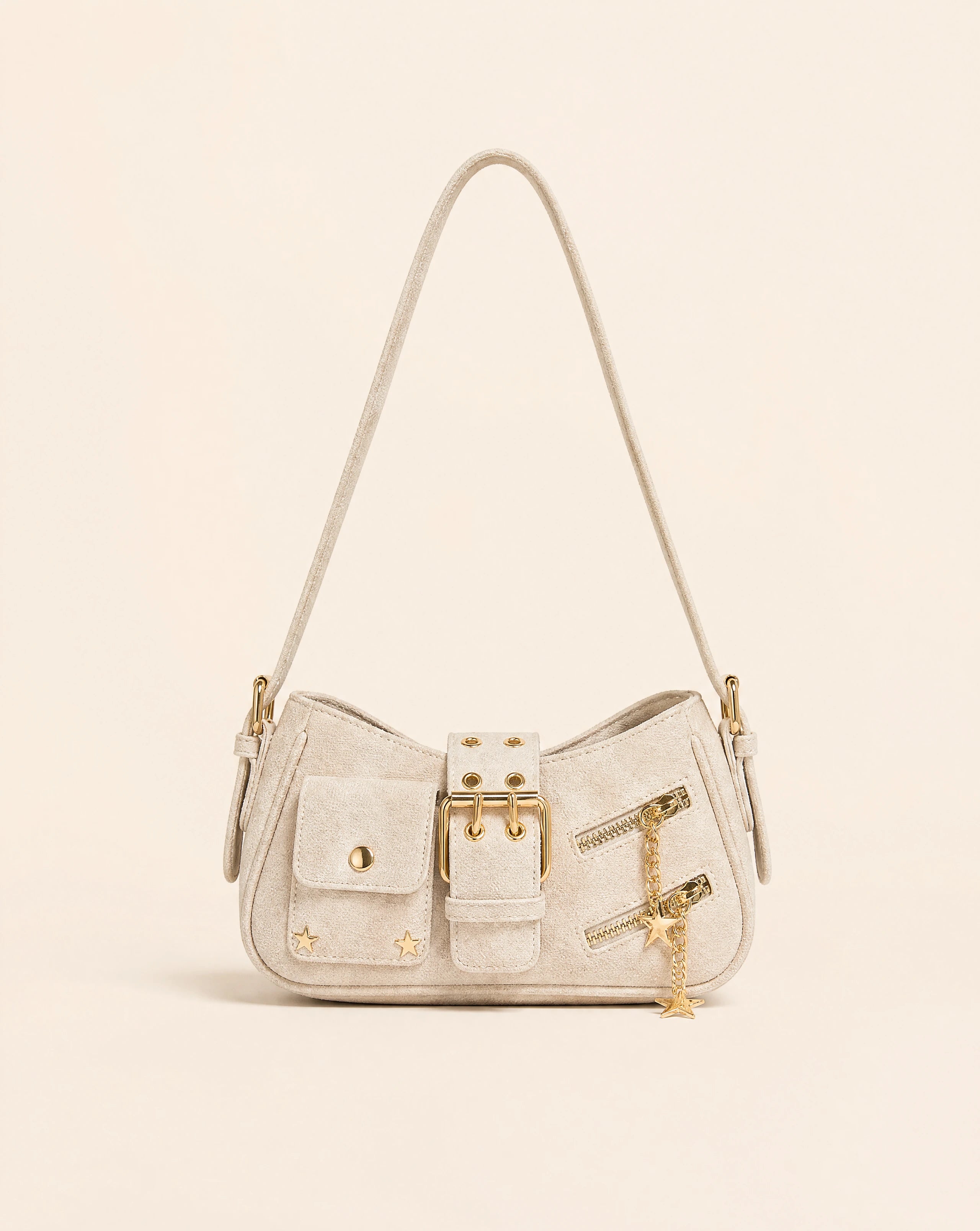Y2K Hobo Bag Belt Buckle Detail-White