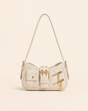 Y2K Hobo Bag Belt Buckle Detail-White