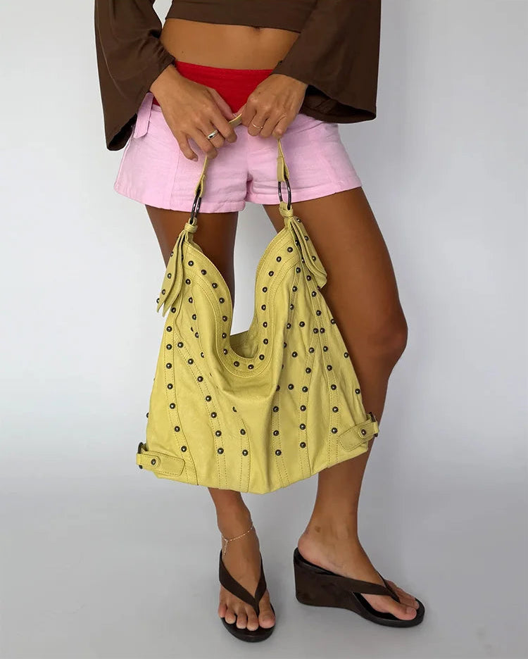 Y2K_Rivet_Punk_Faux_Leather_Tote_Bag_Yellow