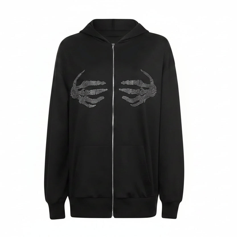 Y2K Skeleton Hands Hoodie