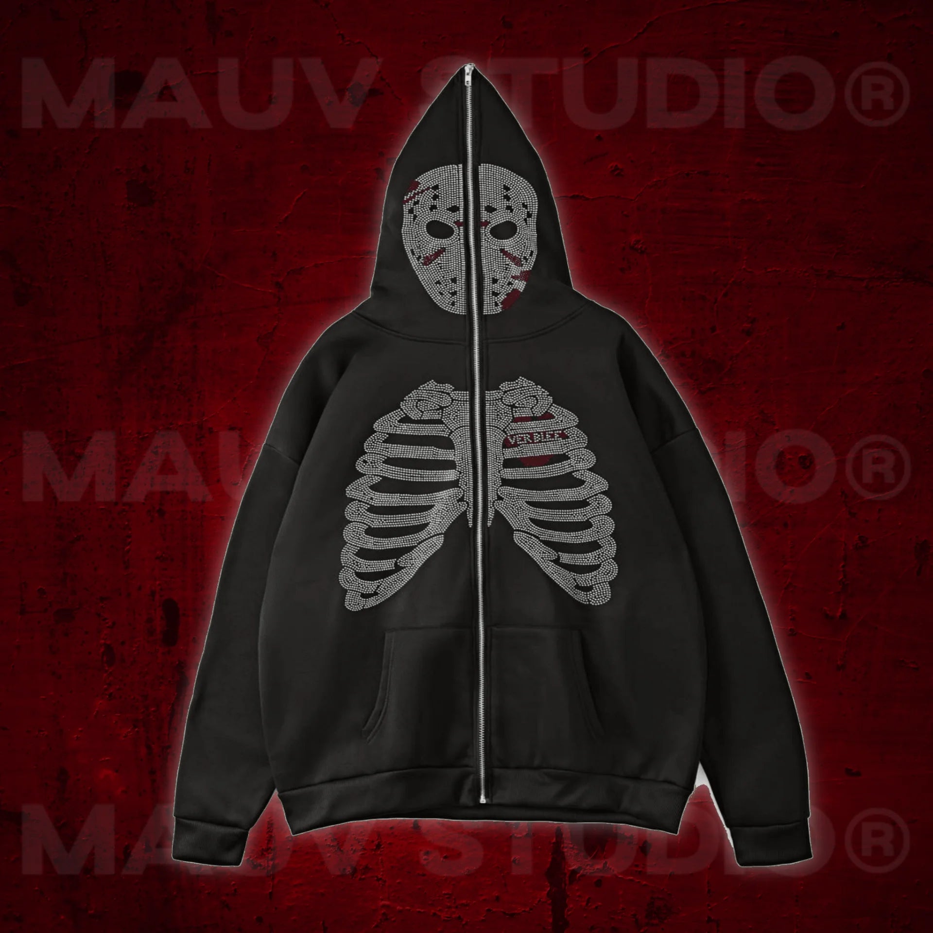 Y2K Skeleton Rhinestone Hoodie