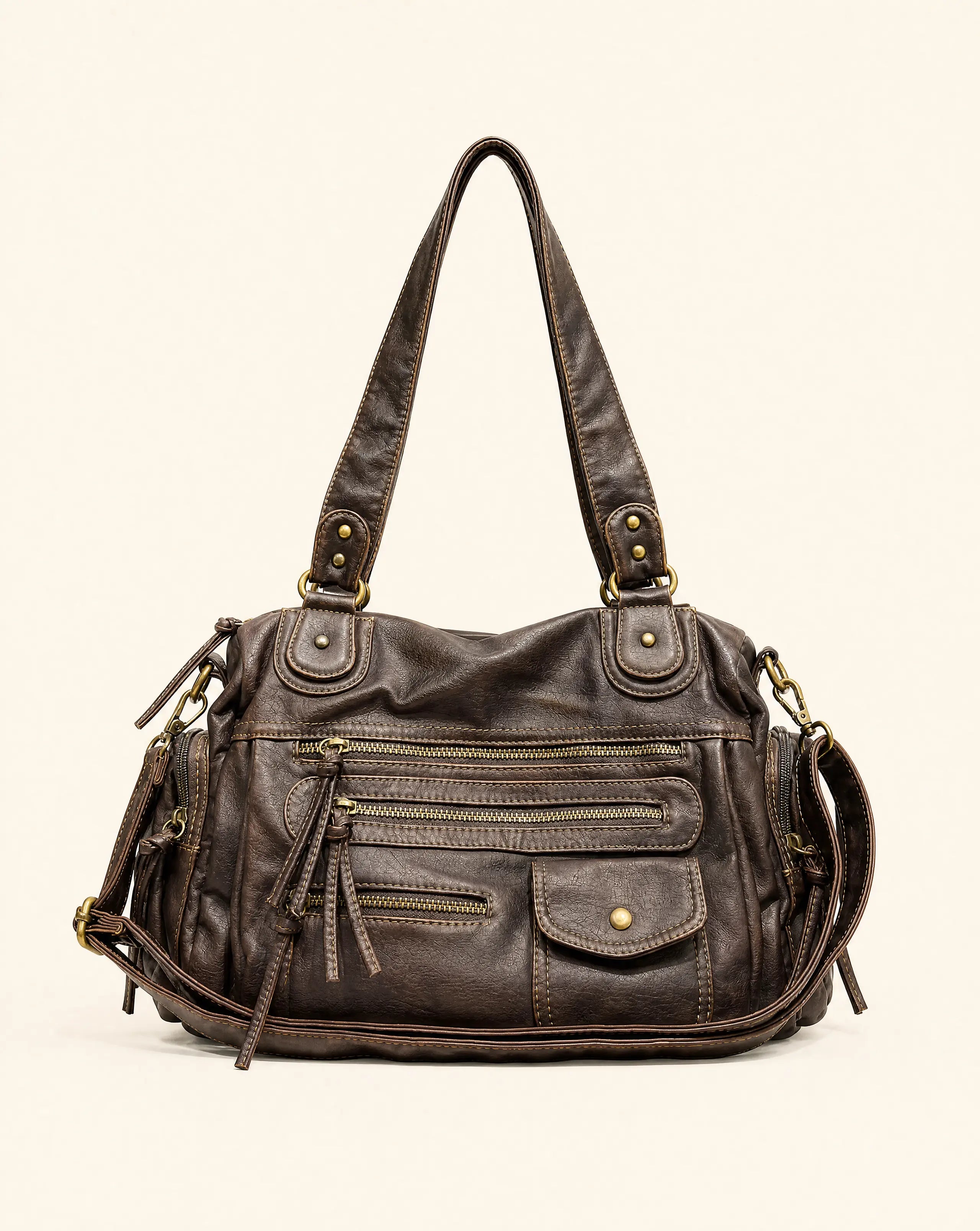 Y2K Vintage Moto Shoulder Bag Faux Leather – MAUVSTUDIO®