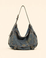 Y2K Washed Denim Large Satchel Shoulder Bag