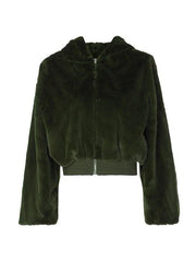 Zip Up Hooded Fuzzy Jacket-Jackets-MAUV STUDIO-STREETWEAR-Y2K-CLOTHING