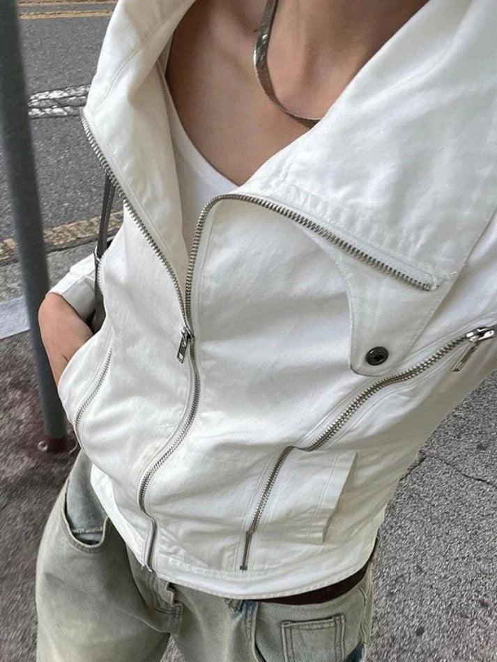 Zipper Detail Y2K Jacket-Jackets-MAUV STUDIO-STREETWEAR-Y2K-CLOTHING