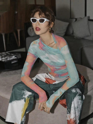 Asymmetric Tie Dye Mesh Top – MAUVSTUDIO®
