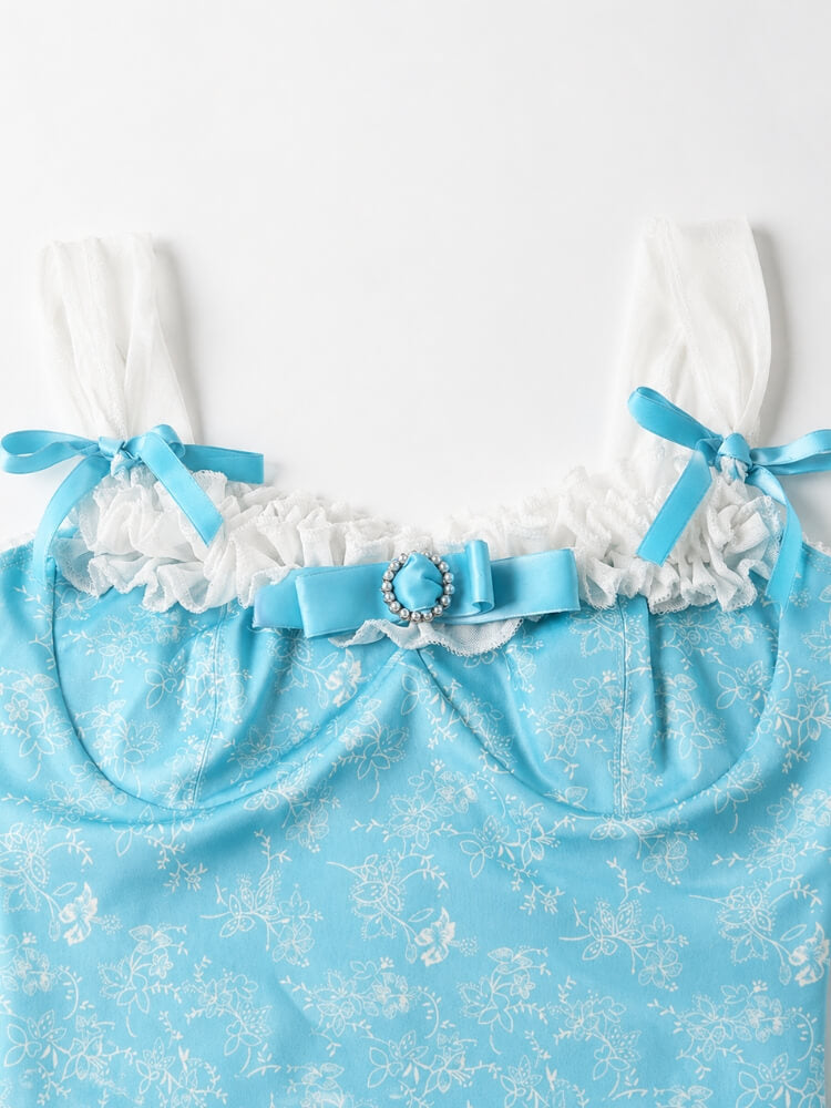 Coquette Ribbon Top with lace trim, Y2K tube top styled with low rise bottoms