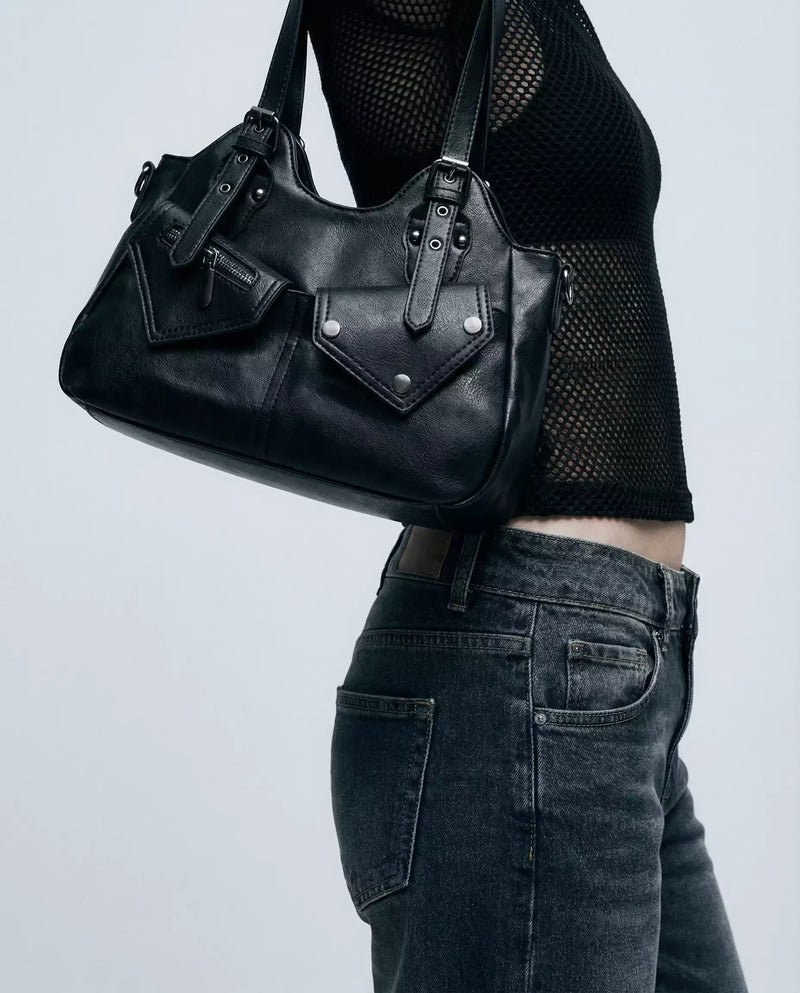 Y2K accessories black shoulder bag editorial streetwear MAUV STUDIO